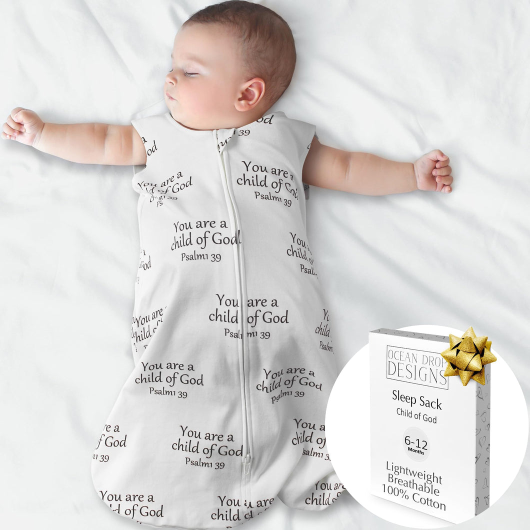 Ocean Drop Designs Sleep Sack 6-12 Months - 0.5 Tog Sleep Sack, Baby Sleep Sack, Newborn Sleep Sack, Wearable Blanket Baby, 100% Cotton Sleeveless Sleep Sacks, Baby Shower Gifts for Boys & Girls