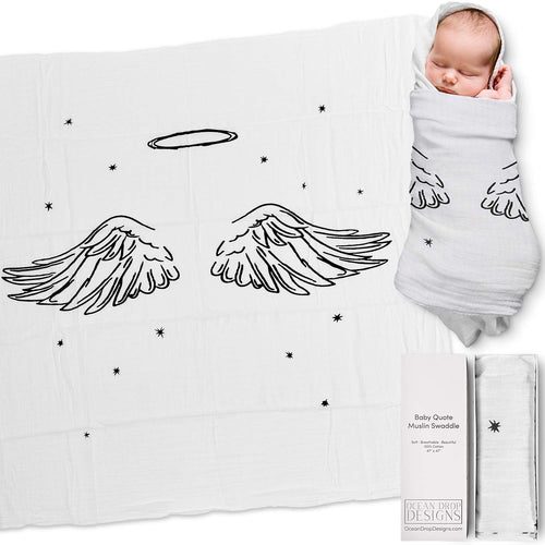 Ocean Drop Designs 100% Cotton Baby Blanket - Muslin Swaddle Blankets, Baby Swaddle, Newborn Swaddle, Receiving Blankets, Gender Neutral Baby Gift, Christian Baby Gifts, Baptism Gifts for Boys & Girls