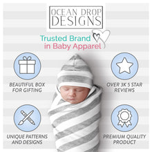 Load image into Gallery viewer, Ocean Drop Designs 100% Cotton Mom and Baby Matching Outfits 4 Pcs Set - Delivery Gown &amp; Maternity Robe for Hospital, Mommy and Me Hospital Outfits for Baby Girl &amp; Boy, Matching Robe and Swaddle Set