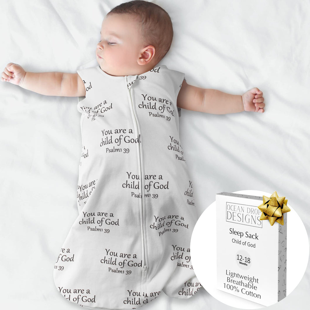 Ocean Drop Designs Sleep Sack 12-18 Months - 0.5 Tog Sleep Sack, Baby Sleep Sack, Newborn Sleep Sack, Wearable Blanket Baby, 100% Cotton Sleeveless Sleep Sacks, for Boys & Girls