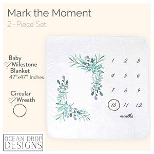 Ocean Drop Designs Baby Milestone Blanket - Baby Monthly Milestone - Baptism Gifts for Boys & Girls - Gender Neutral Baby Gift - Christian Baby Gifts - Newborn Gifts - Baby Photography Props