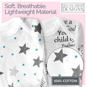 Ocean Drop Designs Baby Gowns 2 Packs (0-6 M) - 100% Cotton Newborn Coming Home from Hospital Outfit, Knotted Gown Baby Newborn, Baby Nightgown, Baby Hospital Outfit, Newborn Outfit for Boys & Girls