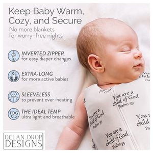 Ocean Drop Designs Sleep Sack 6-12 Months - 0.5 Tog Sleep Sack, Baby Sleep Sack, Newborn Sleep Sack, Wearable Blanket Baby, 100% Cotton Sleeveless Sleep Sacks, Baby Shower Gifts for Boys & Girls