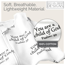 Load image into Gallery viewer, Ocean Drop 100% Cotton Baby Wearable Blanket Baby Sleep Sack - Child of God Quote Baptism Gifts for Girl &amp; Boy w/ Gift Box -Gender Reveal Gift Ideas, Christening Godchild Baby Shower (0-6 Months)