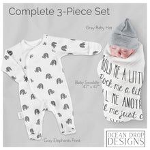 Load image into Gallery viewer, Ocean Drop 100% Cotton Baby Layette Set - Baby Swaddle Blanket Baptism Gifts for Boys or Girls - Gender Neutral Newborn Gift Set - Muslin Swaddle Blanket, Footed Onesie, Hat &amp; Gift Box (3pc Set)