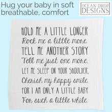 Load image into Gallery viewer, Ocean Drop 100% Cotton Muslin Swaddle Baby Blanket – ‘Hold Me Black’ Quote with Gift Box for Baptism, Christening Gift, Godson, Goddaughter, Neutral, Baby Shower – Super Soft, Breathable, Large 47x47”
