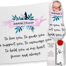 Load image into Gallery viewer, Ocean Drop 100% Cotton Muslin Swaddle Baby Blanket – ‘I Promise’ Quote with Gift Box for Baptism, Christening Gift, Godson, Goddaughter, Neutral, Baby Shower – Super Soft, Breathable Large 47x47”