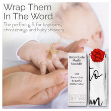 Load image into Gallery viewer, Ocean Drop 100% Cotton Muslin Swaddle Baby Blanket - God’s Grace’ Quote with Gift Box for Baptism, Christening Gift, Godson, Goddaughter, Neutral, Baby Shower – Super Soft, Breathable, Large 47x47”