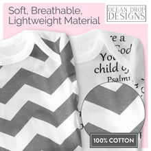 Load image into Gallery viewer, Ocean Drop Soft Knotted Baby Gown - Baptism Gifts for Boys and Girls, 100% Cotton, 4pcs Christening Christian Baby Gift Set (Grey Chevron)
