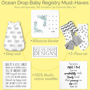 Ocean Drop 100% Cotton Mommy and Me Robe and Swaddle Set - Maternity Robe for Hospital - Delivery Gown for Hospital Maternity 4pc Set (Robe, Socks, Baby Swaddle Blanket, Baby Hat & Gift Box)